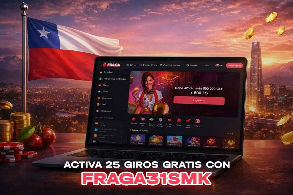 FRAGA CASINO CHILE: BONO 425% HASTA 500.000 CLP + 500 GIROS GRATIS